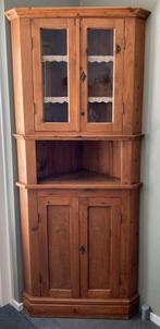 Houten vintage hoekkast kast hoek., Ophalen, Met deur(en), 200 cm of meer, 50 tot 100 cm