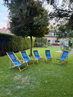5 tuin stoelen - lig stoelen met denim stof, Tuin en Terras, Ophalen of Verzenden, Zo goed als nieuw