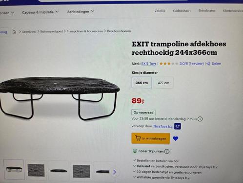 EXIT trampoline afdekhoes rechthoekig 244x366cm (in doos), Kinderen en Baby's, Speelgoed | Buiten | Trampolines, Zo goed als nieuw