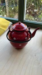 Theepot emaille polkadot rood, Ophalen of Verzenden