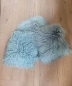 3x Schapenvacht Kussens - Grijsblauw - 40x40, Ophalen of Verzenden, Vierkant