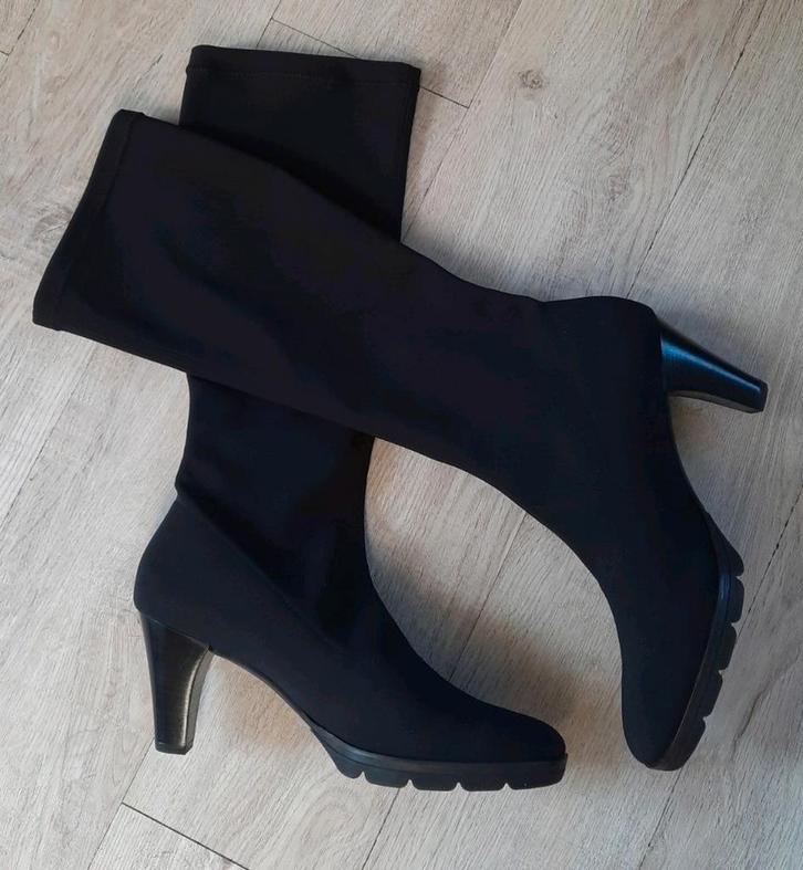 Zwarte stretch textiel laarzen PAUL GREEN maat 40 (6,5), Kleding | Dames, Schoenen, Zo goed als nieuw, Hoge laarzen, Zwart, Ophalen of Verzenden