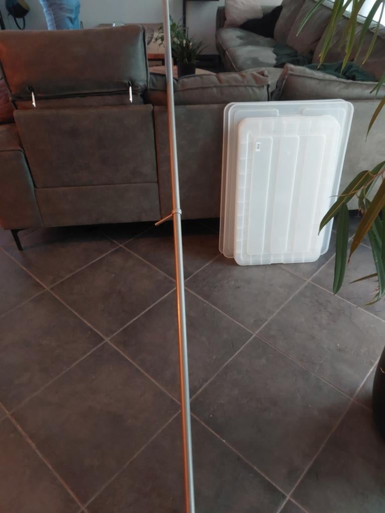 Gordijnroede 2,25m met beugels en einddoppen, Ophalen, Gebruikt, Grijs, 200 cm of meer