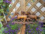 tuinbeeld wandbeeld van 3 paarden die galoperen, Antiek en Kunst, Kunst | Beelden en Houtsnijwerken, Ophalen of Verzenden