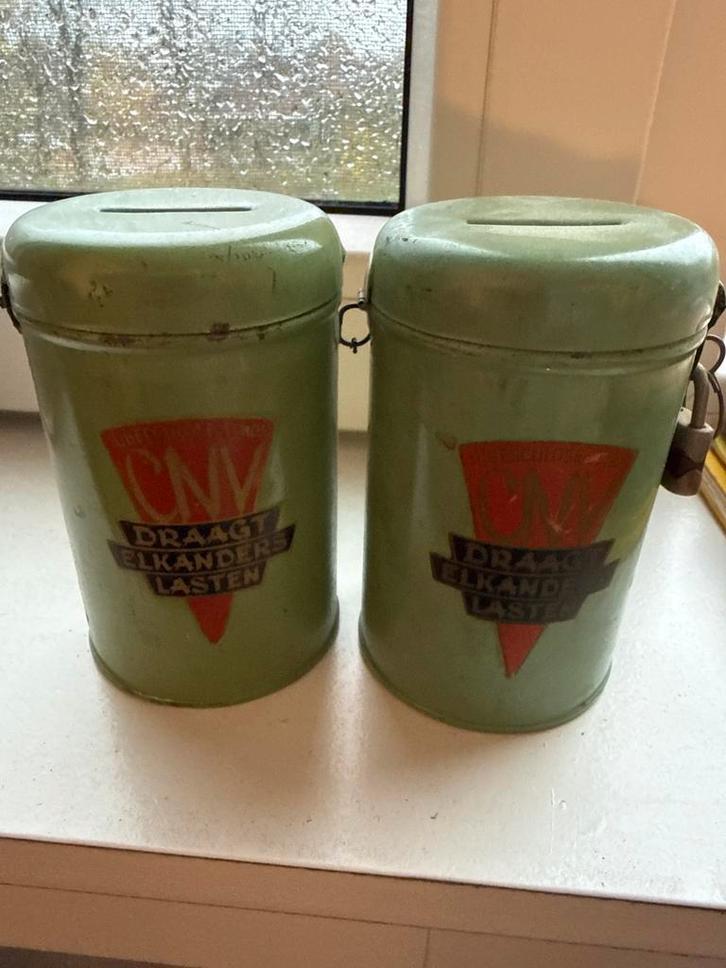Oude CNV Collectebussen - Set van 2, Antiek en Kunst, Antiek | Overige Antiek, Ophalen of Verzenden