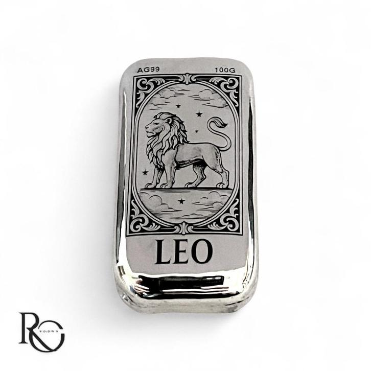 Leeuw 100 gram zilverbaar (Mythische Sterrenbeelden serie), Postzegels en Munten, Edelmetalen en Baren, Zilver, Ophalen of Verzenden