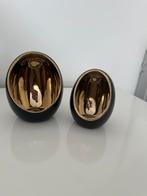 Waxinelichthouder egg zwart/goud, Ophalen of Verzenden, Zo goed als nieuw, Zwart, Minder dan 25 cm