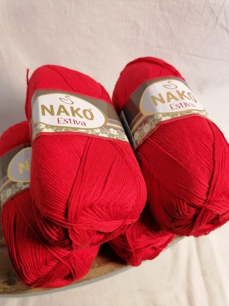 Nako Estiva garen in rood - pak van 5 bollen, Ophalen of Verzenden, Nieuw, Breien of Haken, Wol of Garen