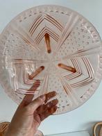 Art-Deco schaal roze persglas strak decor, Ophalen of Verzenden