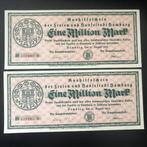 Duitsland 2 x 1 Million mark biljetten UNC opeenvolgende num, Ophalen of Verzenden, Duitsland, Setje