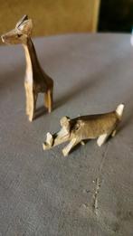 Houten Giraffe en Nijlpaard Beeldjes, Ophalen of Verzenden