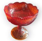 Carnaval glas rood oranje schaaltje ijscoupe op voet 0105, Glas, Schaal of Schalen, Overige stijlen, Ophalen of Verzenden