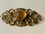 Langwerpige vintage broche met grote steen., Ophalen, Overige materialen, Broche