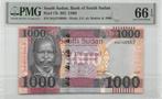 Sudan South 1000 Pounds 2021 Unc PMG 66 EPQ, Ophalen of Verzenden, Overige landen, Los biljet