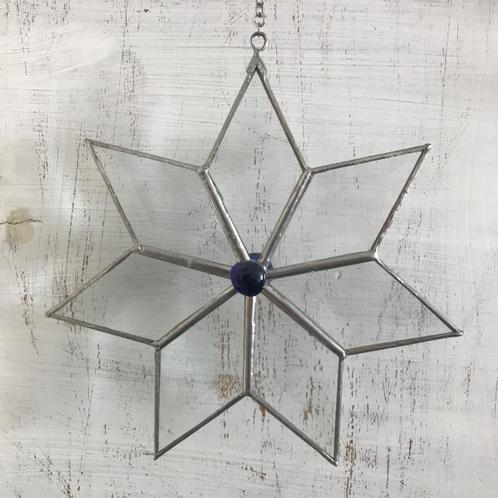 Glas in lood ster aan hanger 20 cm, Antiek en Kunst, Antiek | Glas en Kristal, Ophalen of Verzenden