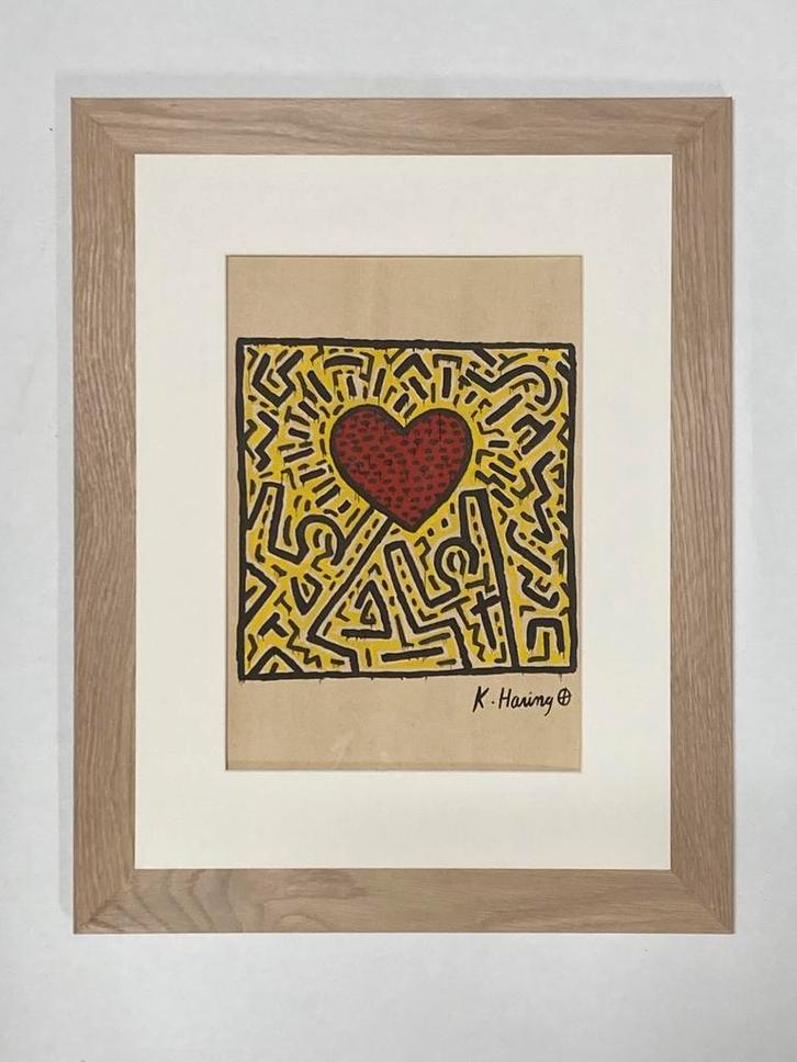 Keith Haring : ingelijste tekening, Antiek en Kunst, Kunst | Designobjecten, Ophalen of Verzenden