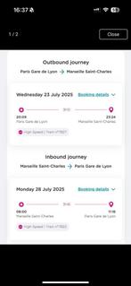Retour treintickets Parijs—Marseille te koop, Tickets en Kaartjes