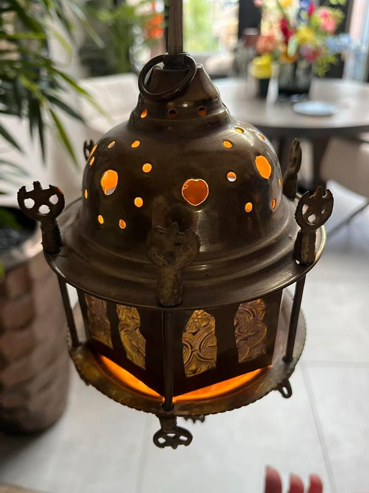 Antiek Messing Scheepslampje met Hangfunctie, Huis en Inrichting, Lampen | Hanglampen, Gebruikt, Minder dan 50 cm, Metaal, Ophalen