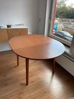 Retro vintage uitschuifbare tafel, Huis en Inrichting, Tafels | Eettafels, Ophalen, Gebruikt, Teakhout, Vier personen