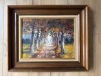 Klassiek Schilderij Albert Steel - Bospad Herfst, Antiek en Kunst, Ophalen of Verzenden