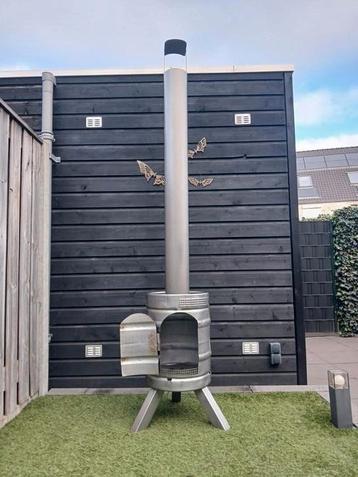 RVS Terraskachel Tuinhaard uit een 50L bierfust  beschikbaar voor biedingen