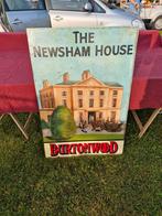 antiek op metalen plaat geschilderd schilderij groot plaat, Ophalen of Verzenden, Zo goed als nieuw, Reclamebord