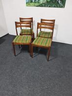 Vier Vintage palissander eetkamerstoelen, Hout, Gebruikt, Bruin, Verzenden