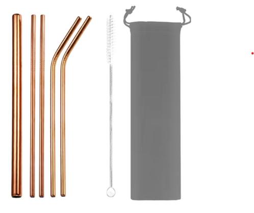 NIEUW! Set Van 5 RVS Rietjes Rosé Goud >Snelle Verzending!<, Huis en Inrichting, Keuken | Bestek, Nieuw, Bestekset, Rvs of Chroom
