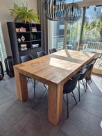 Eetkamertafel massief eiken 100x200cm met 6 stoelen, Huis en Inrichting, Tafels | Eettafels, Ophalen, Gebruikt, Eikenhout, 200 cm of meer