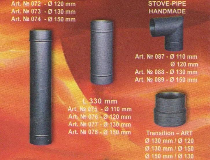 Kachelpijpen, buizen van Ø 110, 120, 130 en 150 mm, Doe-het-zelf en Verbouw, Buizen en Afvoer, Nieuw, Overige materialen, Minder dan 2 meter