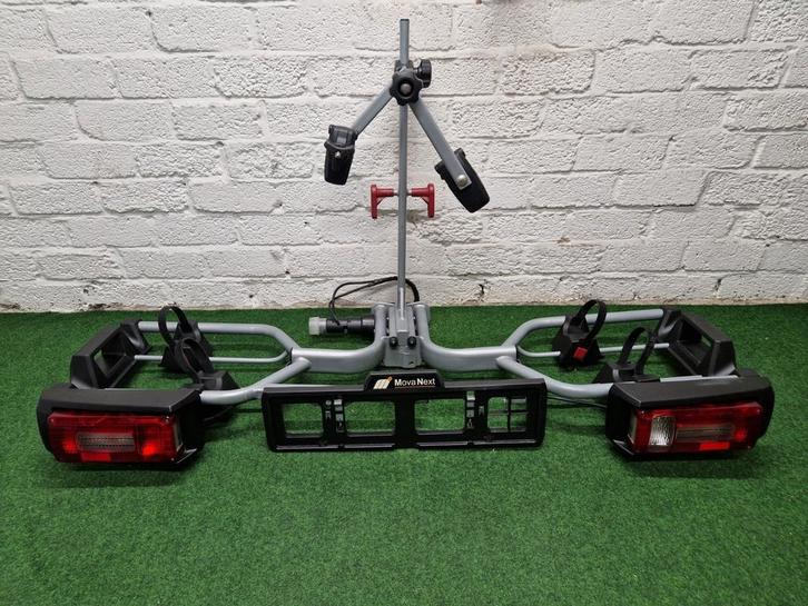 MovaNext fietsendrager voor 2 E-bikes 60KG inklapbaar, Auto diversen, Fietsendragers, Gebruikt, Trekhaakdrager, 2 fietsen, Brede banden