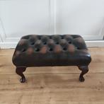 Chesterfield Voetenbank echt Leer Bruin Gevlamd, Ophalen, Minder dan 50 cm, Leer, Zo goed als nieuw