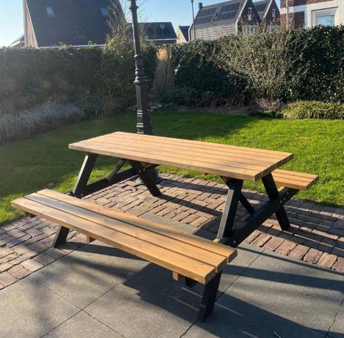 Bruin/Zwarte Picknicktafels | Gloednieuw, Tuin en Terras, Picknicktafels, Nieuw, Rechthoekig, Hout, Inklapbaar, Verzenden