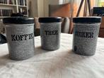Grijs Gewolkt emaille - Koffie, thee en suiker set, Ophalen of Verzenden
