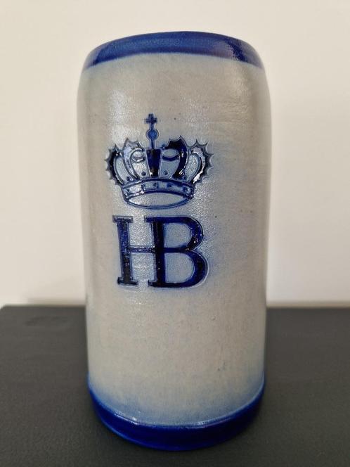 Antieke bierpul van HB - Hofbräuhaus München (1 liter), Verzamelen, Biermerken, Gebruikt, Pul(len), Overige merken, Ophalen of Verzenden