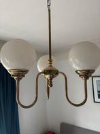 Messing kroonluchters met melkglas bollen, Ophalen, Gebruikt