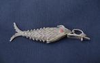 Besamim vis hanger van zilver, Ophalen, Zilver, Hanger, Met edelsteen