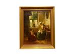Hollandse School | Interieur Moeder met Kind, Antiek en Kunst, Kunst | Schilderijen | Klassiek, Ophalen of Verzenden