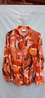 Vintage blouse, maat 48/4XL - oranje & bruin - 90's, Bruin, Maat 46/48 (XL) of groter, Ophalen of Verzenden, Zo goed als nieuw