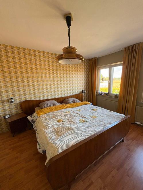 Antiek Bed - Deens Design - Vintage, Huis en Inrichting, Slaapkamer | Bedden, Gebruikt, Tweepersoons, 160 cm, 200 cm, Hout, Bruin