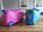 2x mooie Koffer Trunki Ride on kinderkoffer blauw en roze, Sieraden, Tassen en Uiterlijk, Koffers, Hard kunststof, Slot, Minder dan 50 cm