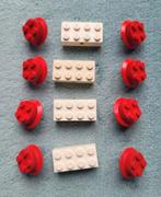 Lego trein wagon wielen Rood met as blokje 4x2x1 Wit., Ophalen of Verzenden, Gebruikt, Losse stenen, Lego