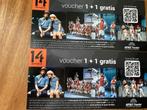2 vouchers 1+1 gratis voor 14 (Johan Cruijff) - de musical, Tickets en Kaartjes, Theater | Musical, Mei, Drie personen of meer