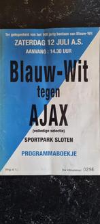 Programmaboekje Blauw-Wit tegen Ajax, Gelezen, Balsport, Ophalen of Verzenden