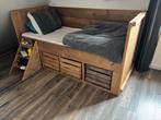 Steigerhouten jongensbed met fruit kistjes, Ophalen, Gebruikt, 90 cm, Eenpersoons