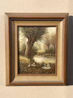 Schilderij H.C.Hokken Gesigneerd Landschap Lijst Doek, Antiek en Kunst, Kunst | Schilderijen | Klassiek, Ophalen