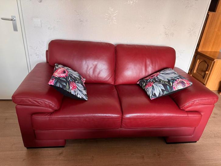 Leren Bankstel + 2 Fauteuils, Huis en Inrichting, Banken | Bankstellen, Zo goed als nieuw, Rechte bank, Tweepersoons, 200 tot 250 cm