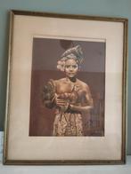 Oude schilderij Aziatisch " basar ", Antiek en Kunst, Ophalen of Verzenden