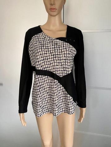 i231 blouse maat 40=M top zwart/wit Paz Torras beschikbaar voor biedingen