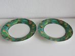 2 Melamine jungle ontbijtbordjes groen met papegaaien Mala, Caravans en Kamperen, Ophalen of Verzenden, Zo goed als nieuw